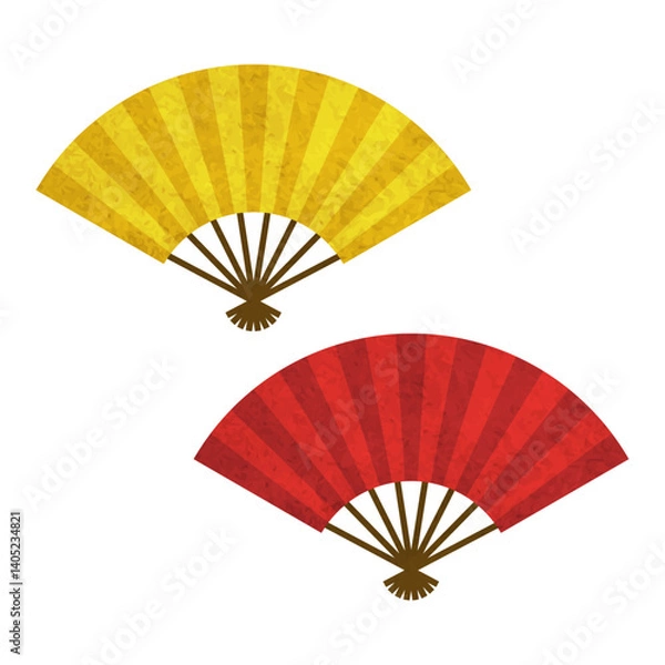 Obraz 水彩の扇子のイラストセット