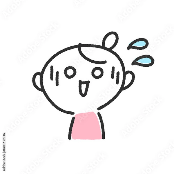 Obraz 冷や汗をかいて動揺する女性キャラクター　焦る・緊張・パニック