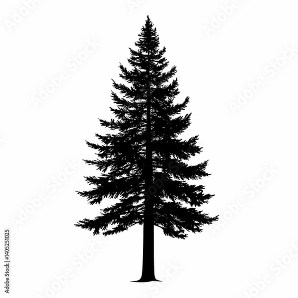 Fototapeta Silhouette Tree Nature Illustration - Evergreen Pine Forest Graphics Vector Icon