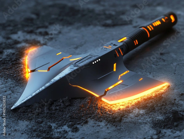 Fototapeta A smart shovel with an adaptive blade that changes shape