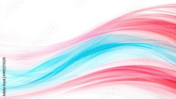Fototapeta A digital illustration of abstract wave patterns in pink, blue, and white.