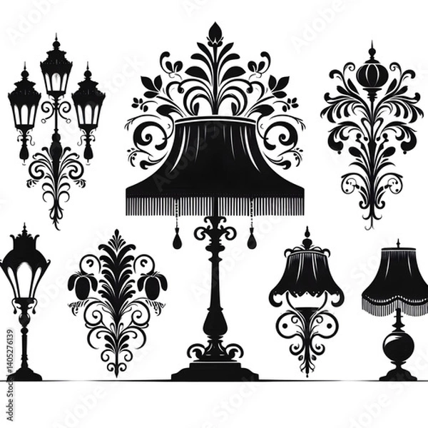 Fototapeta ‎Create a lamp silhouette vector style with white background