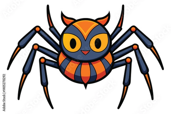 Fototapeta Halloween spider doodle on white background.