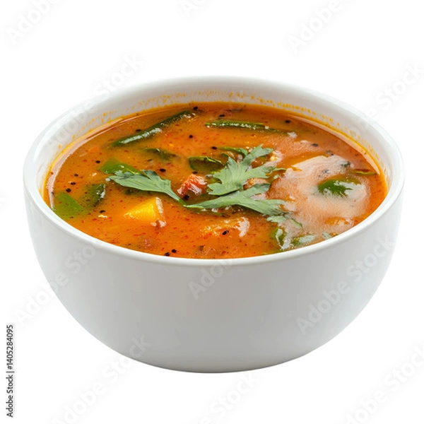 Fototapeta sambar in white bowl side view with low perspective
