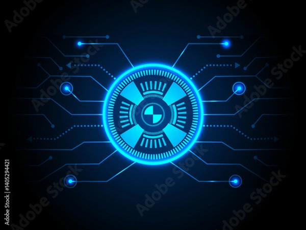 Obraz Artificial Intelligence Brain with Circuit Lines – AI Technology Concept Vector