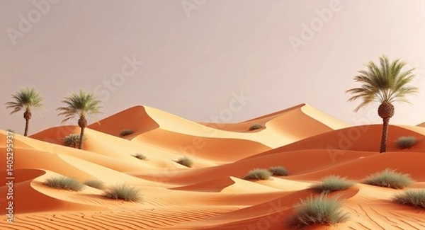 Obraz orange theme desert sand dunes 3d render concept background design