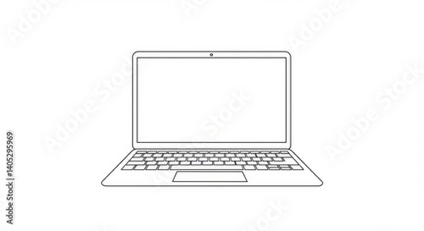 Fototapeta Open Laptop Outline