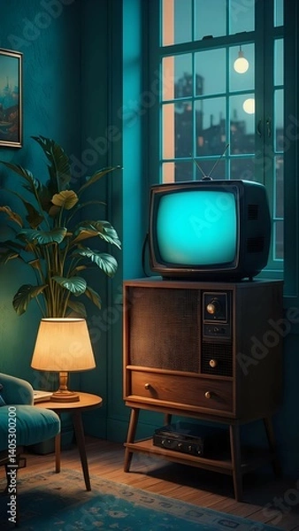 Obraz "Vintage Vibes: A Cozy Retro Living Room Scene"