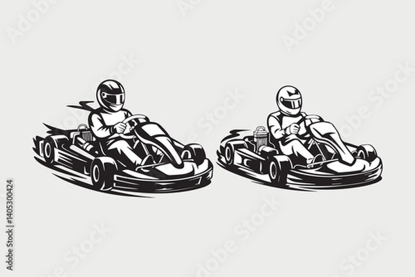 Obraz go-kart racing illustration vector