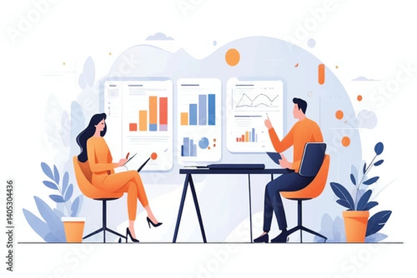 Fototapeta Campaign analysis isolated cartoon  vector illustrations art on white background
