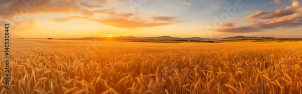 Fototapeta A wheat field at sunset.	
