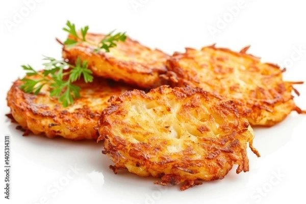 Fototapeta High Quality Picture of Hash Browns Isolated on White Background