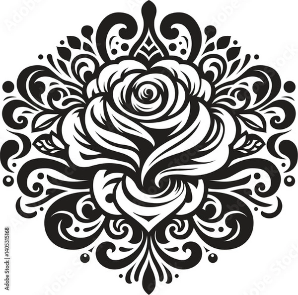 Obraz Stylized vector rose in ornamentation