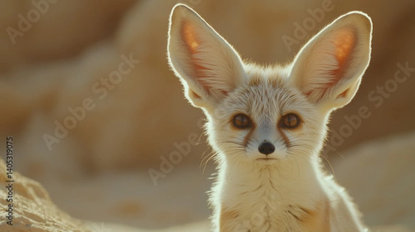Obraz Fennec Fox Looking Straight Ahead in the Desert