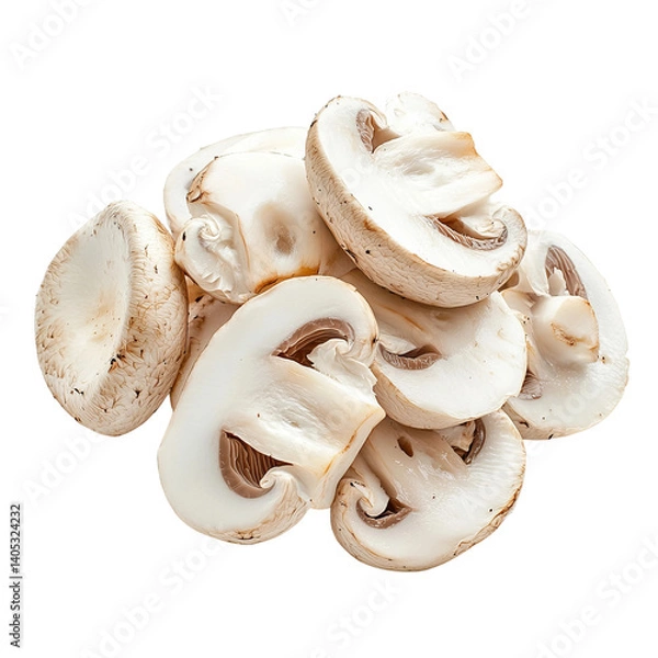 Fototapeta fresh mushroom slices on clean background
