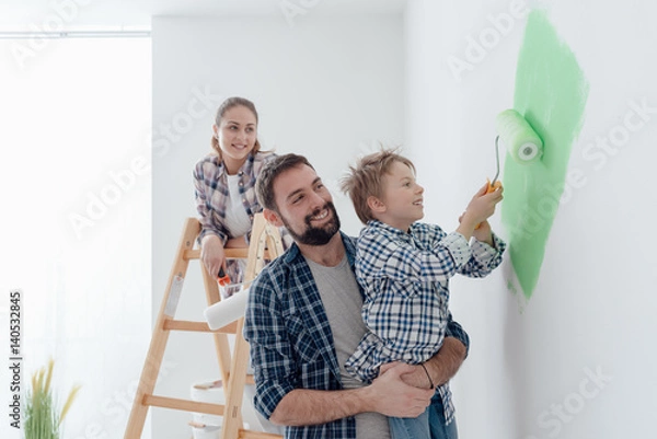 Obraz Rodzina razem maluje pokój