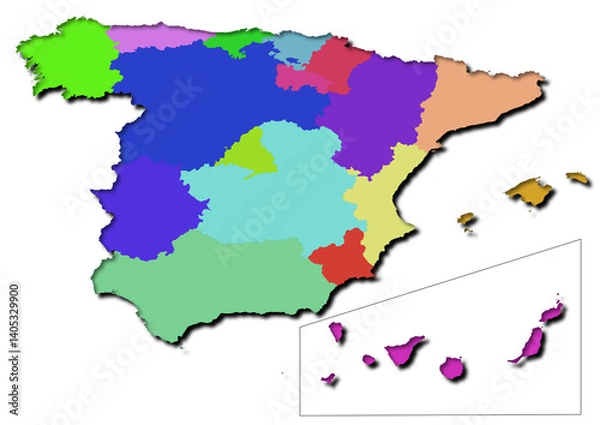Fototapeta High-resolution illustration of the map of Spain, showcasing the complete geographical shape of the country
