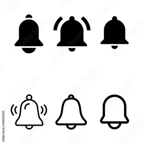 Obraz Icon set Notification bell, vector illustation 