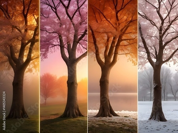 Obraz trees with different seasons
