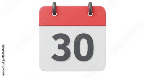 Fototapeta Isolated Calendar Icon with Number 30