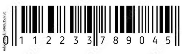 Fototapeta Barcode scratched, line bar stickers icon isolated on transparent background, clipping path