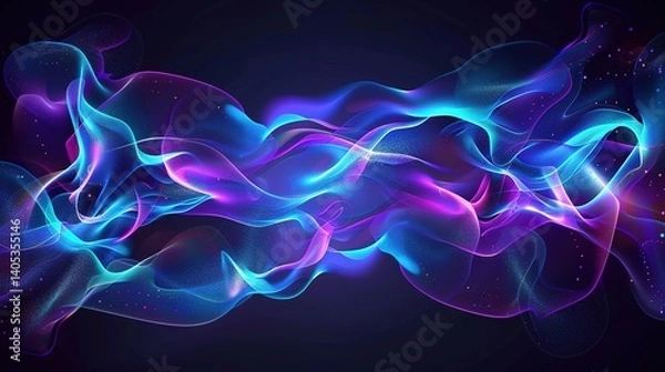Fototapeta Dynamic Holographic Light Waves – Futuristic Abstract Flow in Blue, Pink, and Violet