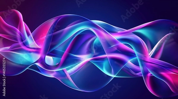 Fototapeta Abstract Tech Energy Swirl – Glowing Fluid Lines in Vibrant Neon Colors