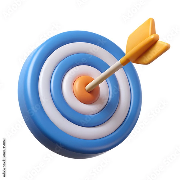 Fototapeta Hitting the red bullseye with accuracy signifies business success and achievement in this 3D aiming game