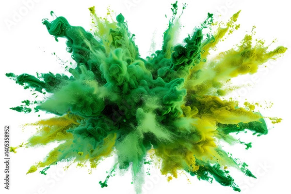 Fototapeta A vibrant explosion of green and yellow hues creates an eye-catching and dynamic abstract effect with beautiful color mixing