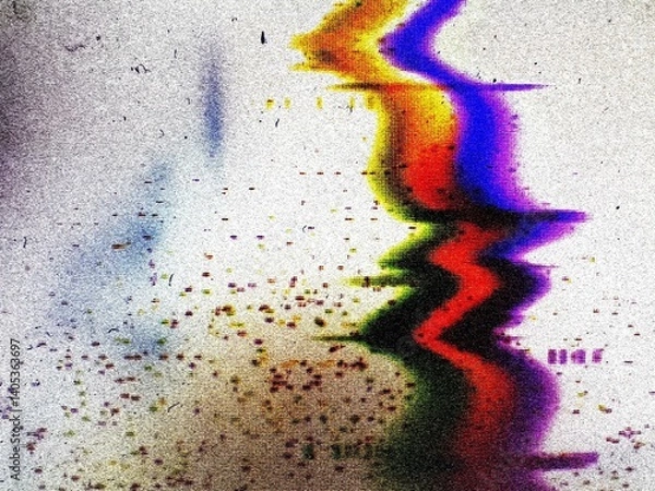 Fototapeta Retro VHS background. Glitch art scan line background. TV scan line monitor for old technology concept. Glitch camera effect. 