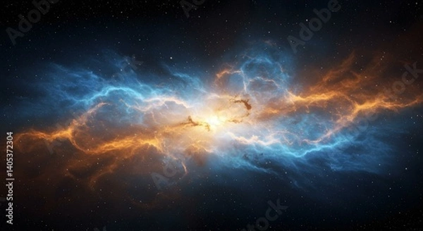 Fototapeta A breathtaking image of a nebula, exhibiting stunning colors and a mesmerizing cosmic display.