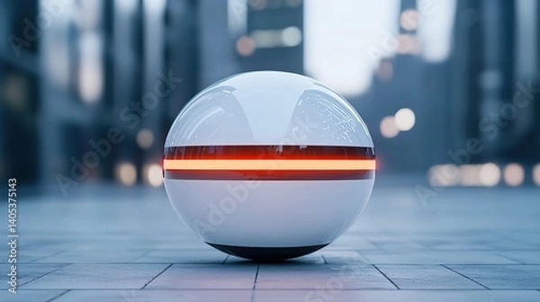 Obraz Innovative robot sphere maneuvers in urban landscape digital art futuristic environment unique perspective