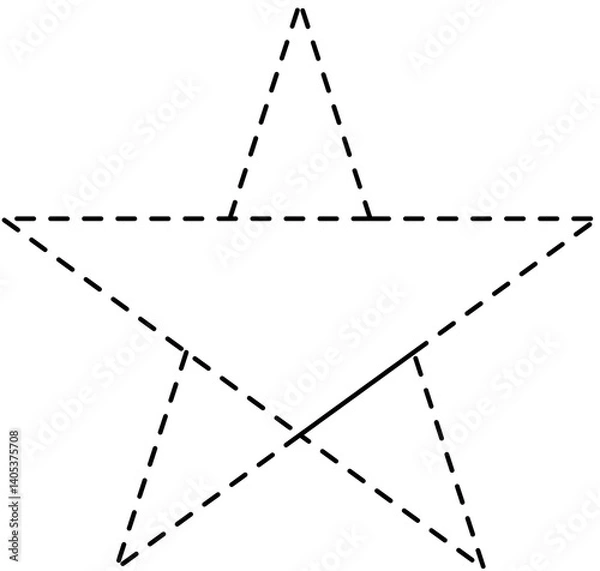 Fototapeta Star icon dashed line. Geometric element