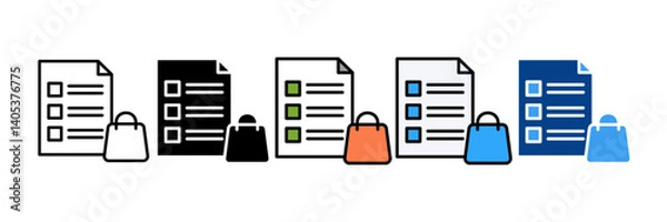 Fototapeta Shopping List  Icon Set Multiple Style Collection