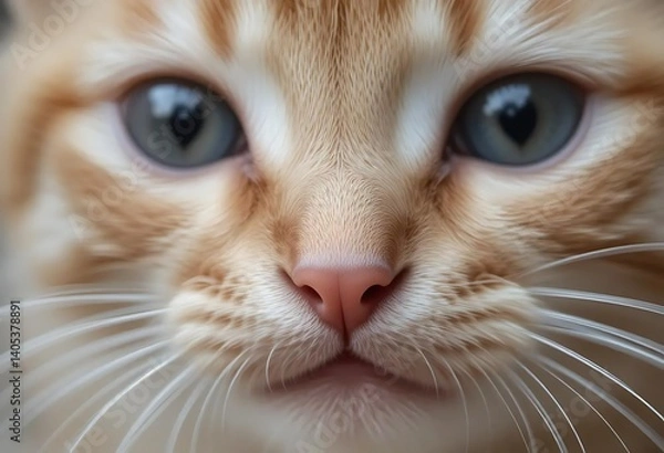 Fototapeta Heart-Eyed Kitten Close-Up: A Tender, Soft Portrait