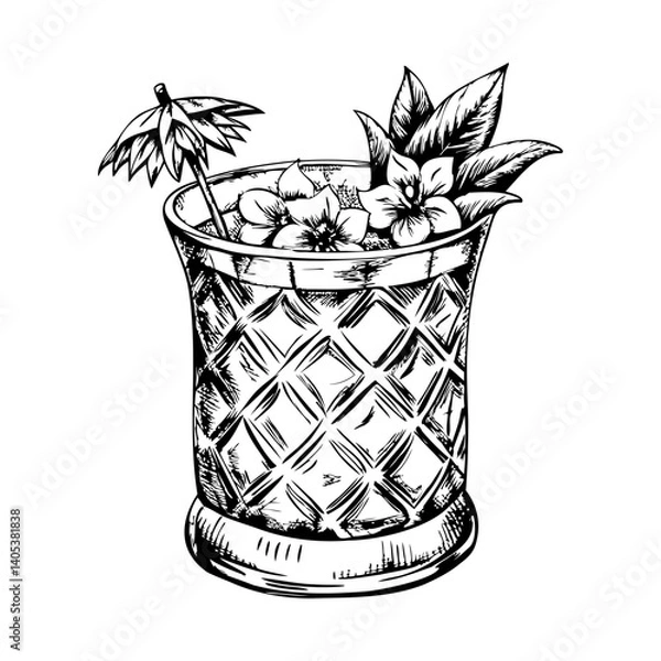 Obraz A glass with a flower and a straw in it