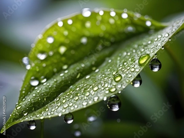 Obraz water drops on a leaf