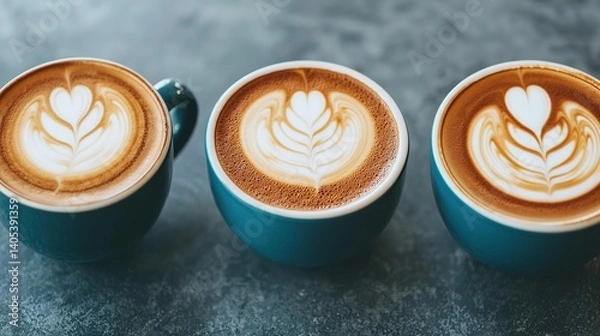 Obraz Crafting cozy latte art masterpieces at a charming close-up beverage photography of exquisite coffee creations