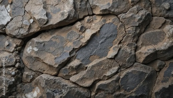 Fototapeta Abstract Rock Texture with Cracks and Shadow Details.