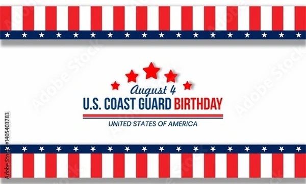 Fototapeta US coast guard birthday with US flag , background Vector