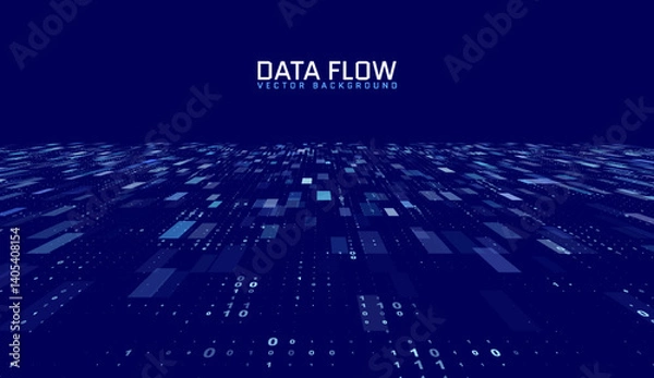 Fototapeta Blue wireframe landscape with trendy 3D topographic depth, vibrant tech vector for HUD design.