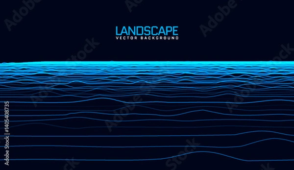 Fototapeta Wide black blueprint background with a perspective grid effect. Depth of field enhances the vector texture, perfect for futuristic or technical graphic design.