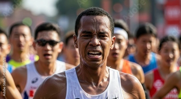 Fototapeta Marathon runner exertion