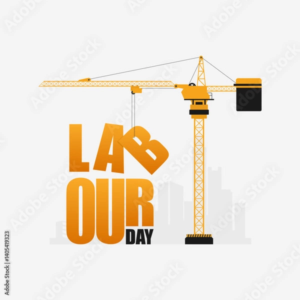 Obraz Illustration Vector Design Of International Labour day 1 May with Crane Background