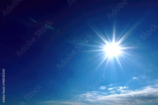 Fototapeta The sky is a brilliant shade of blue, completely free of clouds, while the sun radiates its warm, bright light.