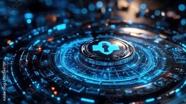 Obraz Cybersecurity Digital Lock System: Advanced Encryption, Data Protection, and Network Security