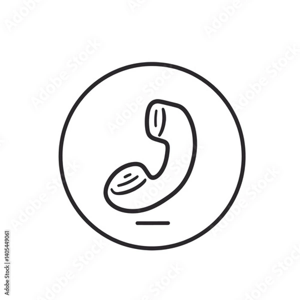 Fototapeta Phone receiver icon in a black circle outline