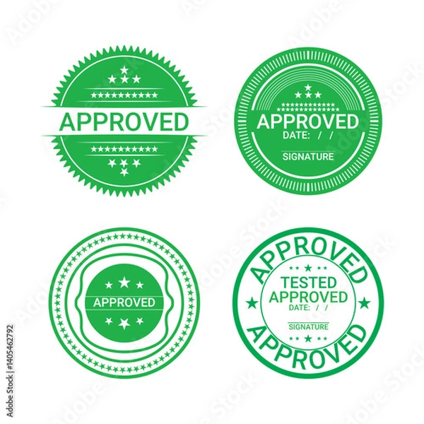 Obraz 4 100% editable green approved stamp with date and signature