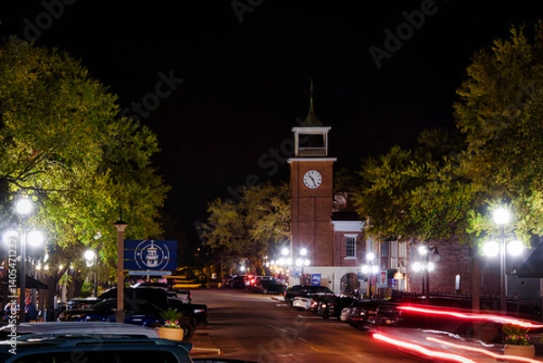 Obraz Clock tower in Georgetown, SC at night.
