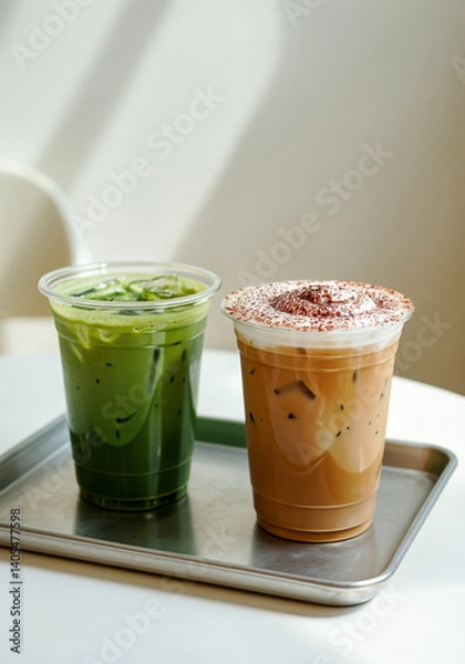 Fototapeta Iced coffee in a plastic cup